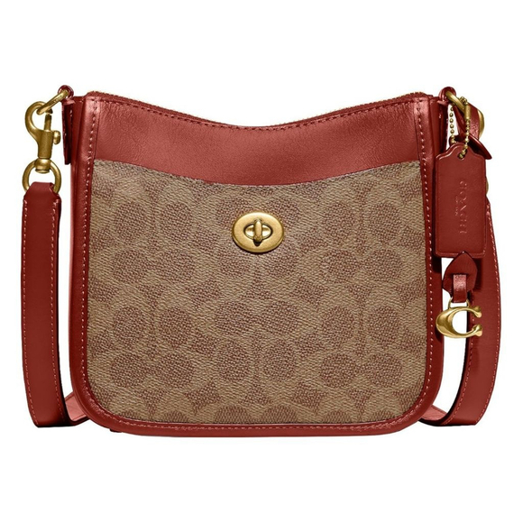 COACH Signature Shoulder Bag Brown/Red One Size, NWT